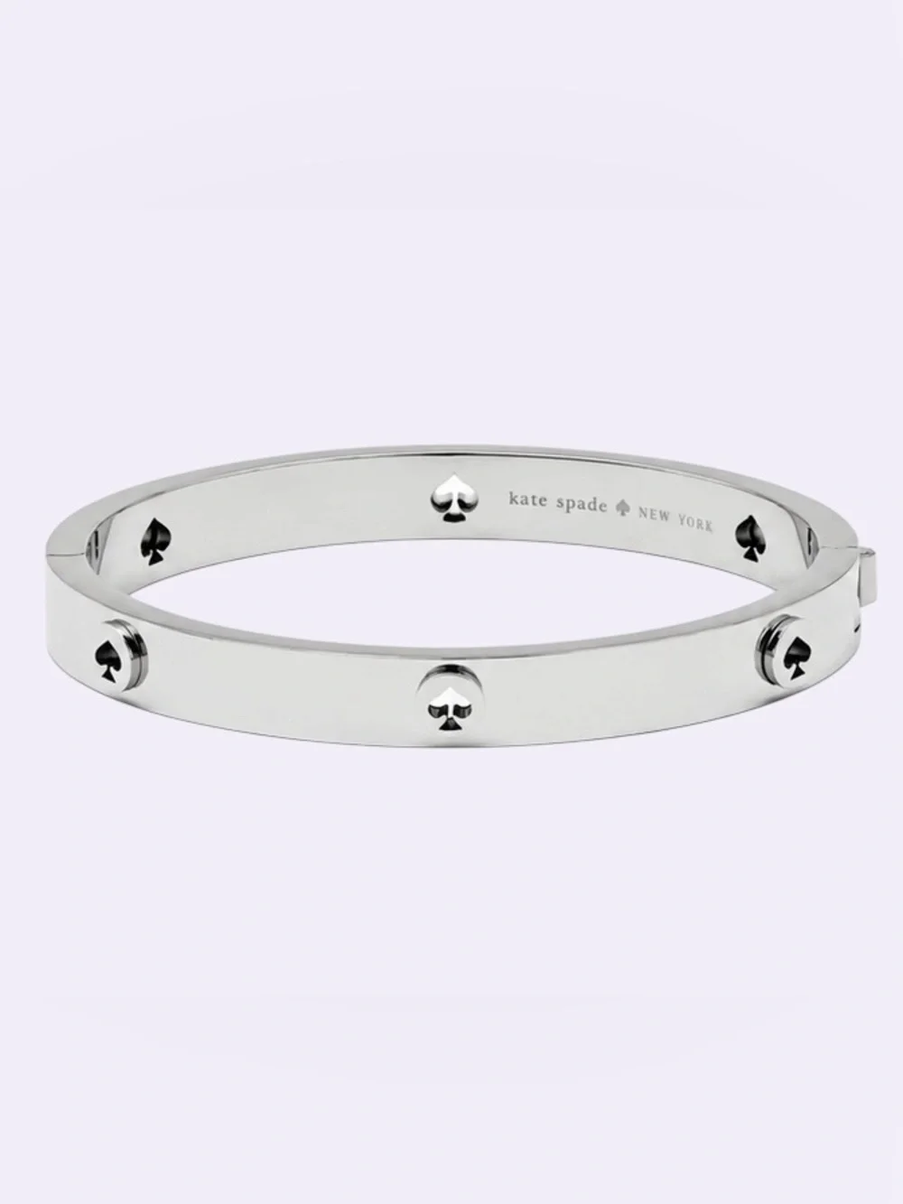Kate Spade Spot The Spade Studded Hinged Bangle – Silver Tone Stainless Steel 🩶
